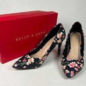 Kelly & Katie Sz 10 Navy Astivia Floral Pumps Heels Flowers Spring Pumps